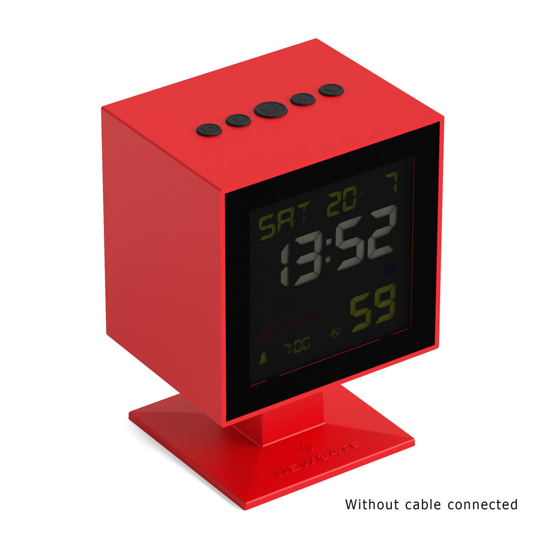 Digital Monolith Alarm Clock | Red with Black LCD Display - Without Cable