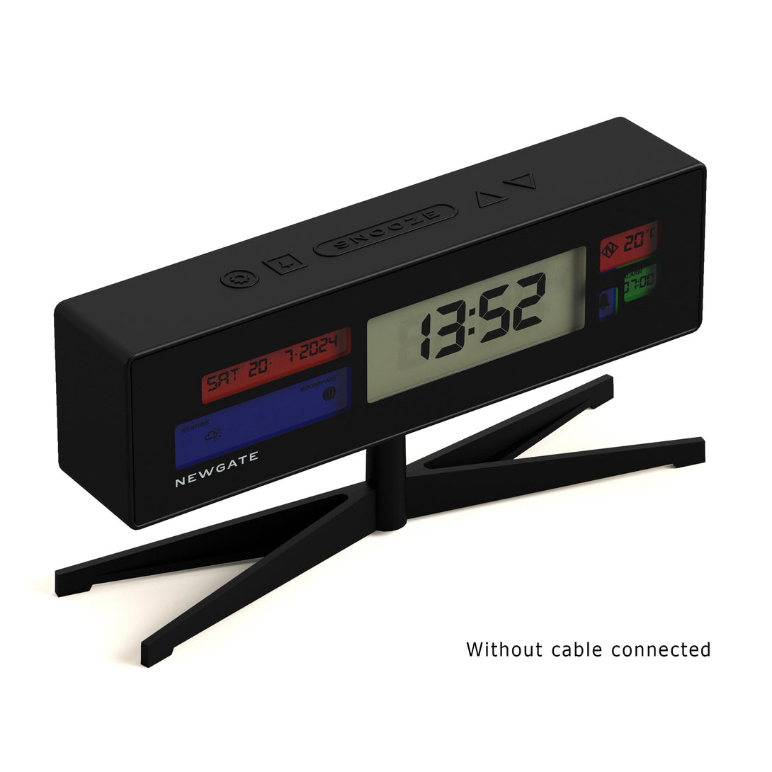 Digital Alarm Clock - Black with Multicolour LCD Display - Supergenius - LCD-SUPER1 - Without Cable Connected