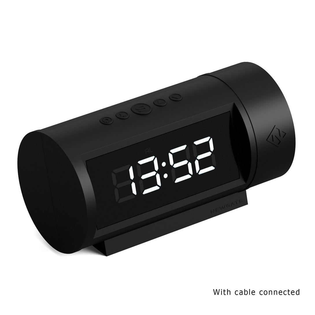 Digital Pil Alarm Clock | Black with Black LCD Display - Cable connected