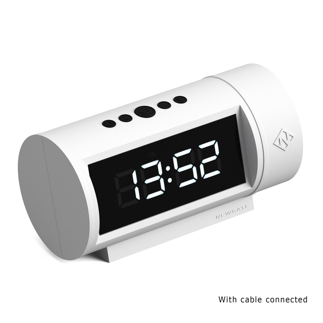 Digital Pil Alarm Clock | White with Black LCD Display - with cable