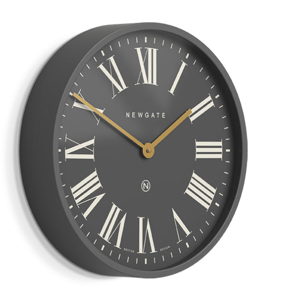 Side view of the Blizzard Grey reverse dial large Mr Butler Wall clock by Newgate World - PUT469BGY