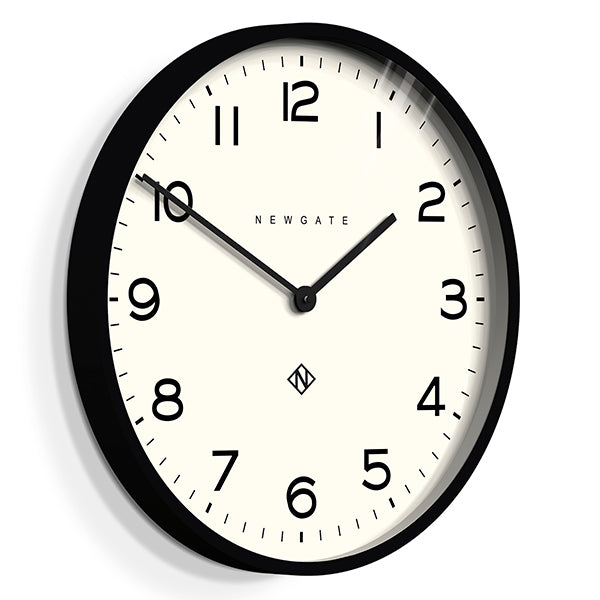 Large Black Wall Clock - Modern Minimalist Dial - Newgate Echo NUMONE149K (skew)