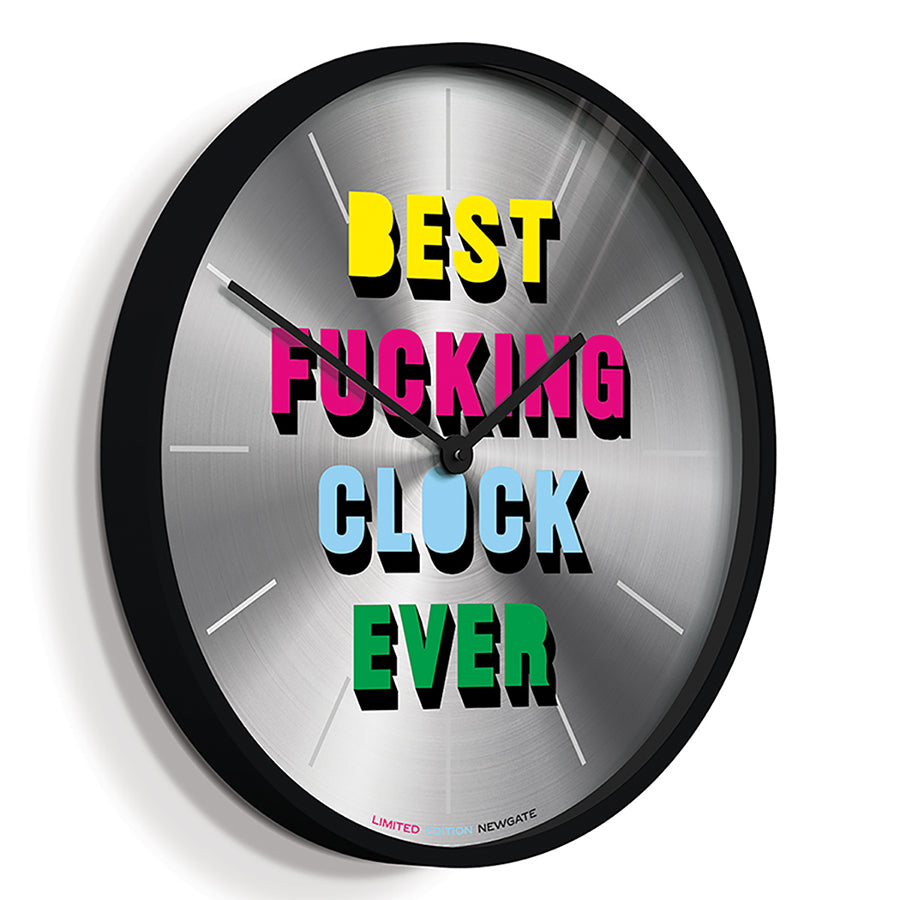 Limited Edition Slogan Wall Clock - Newgate Best Clock Ever NUMONEBEST (skew)