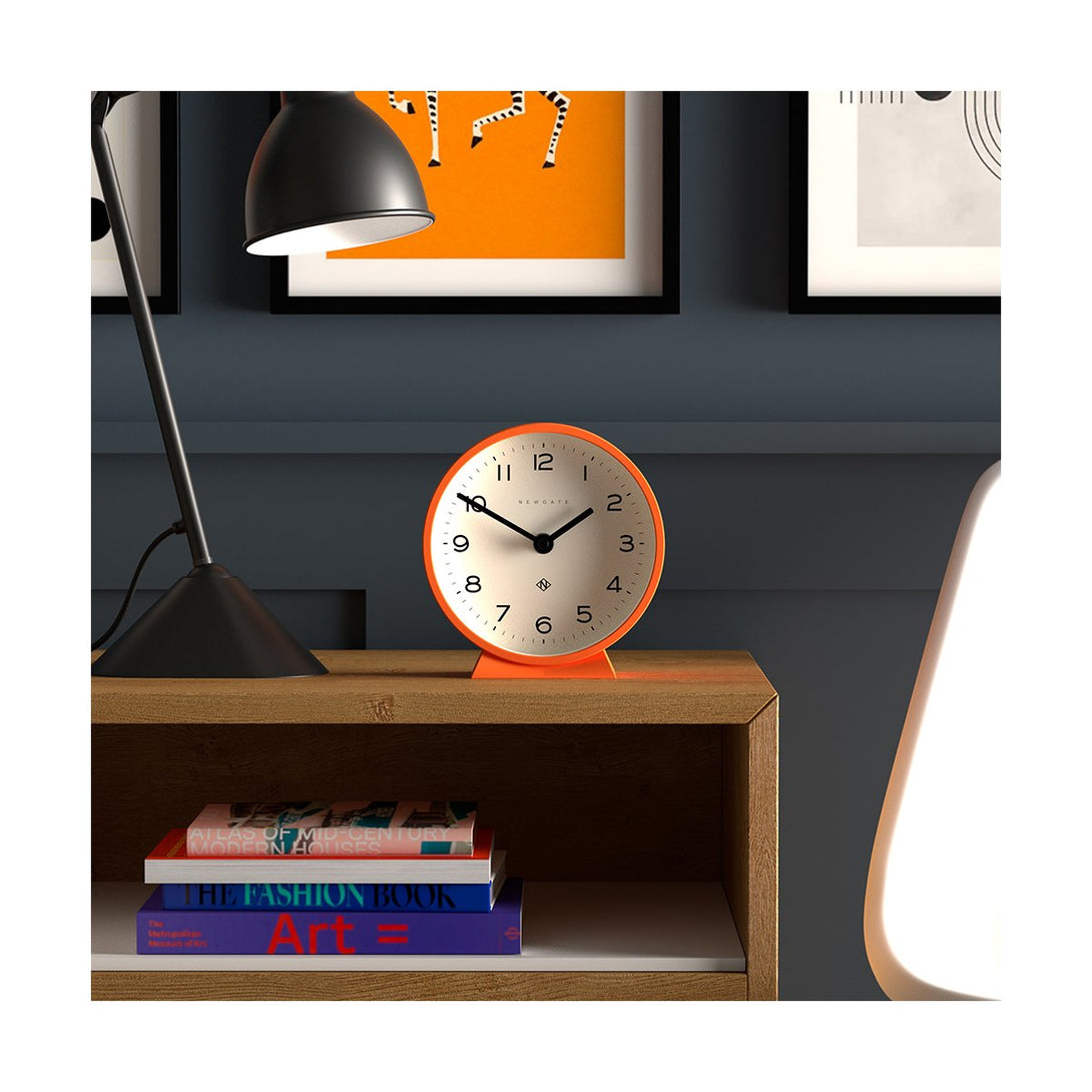 Modern Orange Mantel Clock - Colourful Contemporary - Newgate MMAN678PO - front