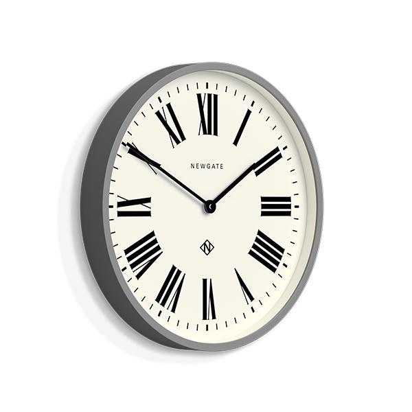Grey Roman Numeral Wall Clock | Matt Grey Matt Grey | Style Shot 2