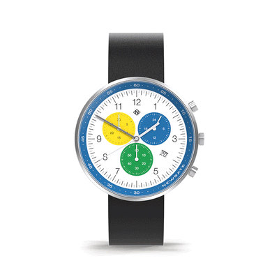 Men’s Chronograph Watch – Black Leather blue Stripe – British Designed Quartz Analog - Modern Subdial - Newgate WWG6OXF - OXFORD - front