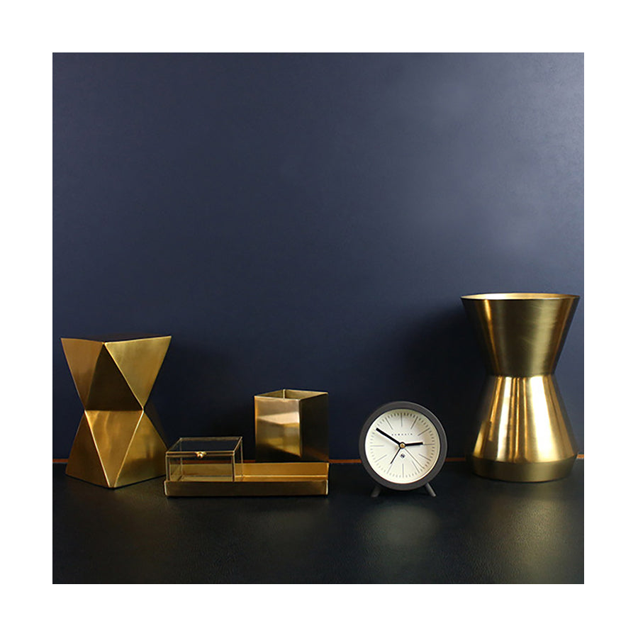 Mid-Century Modern Alarm Clock - Silent 'No Tick' - Brown Black - Newgate Fred FRED414CHK (room decor)