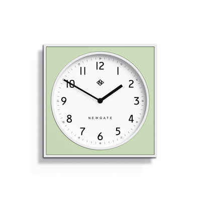 Modern Wall Clock - White Case with Colourful Neo-mint Pannel - Newgate Burger and Chips BURG261WNM