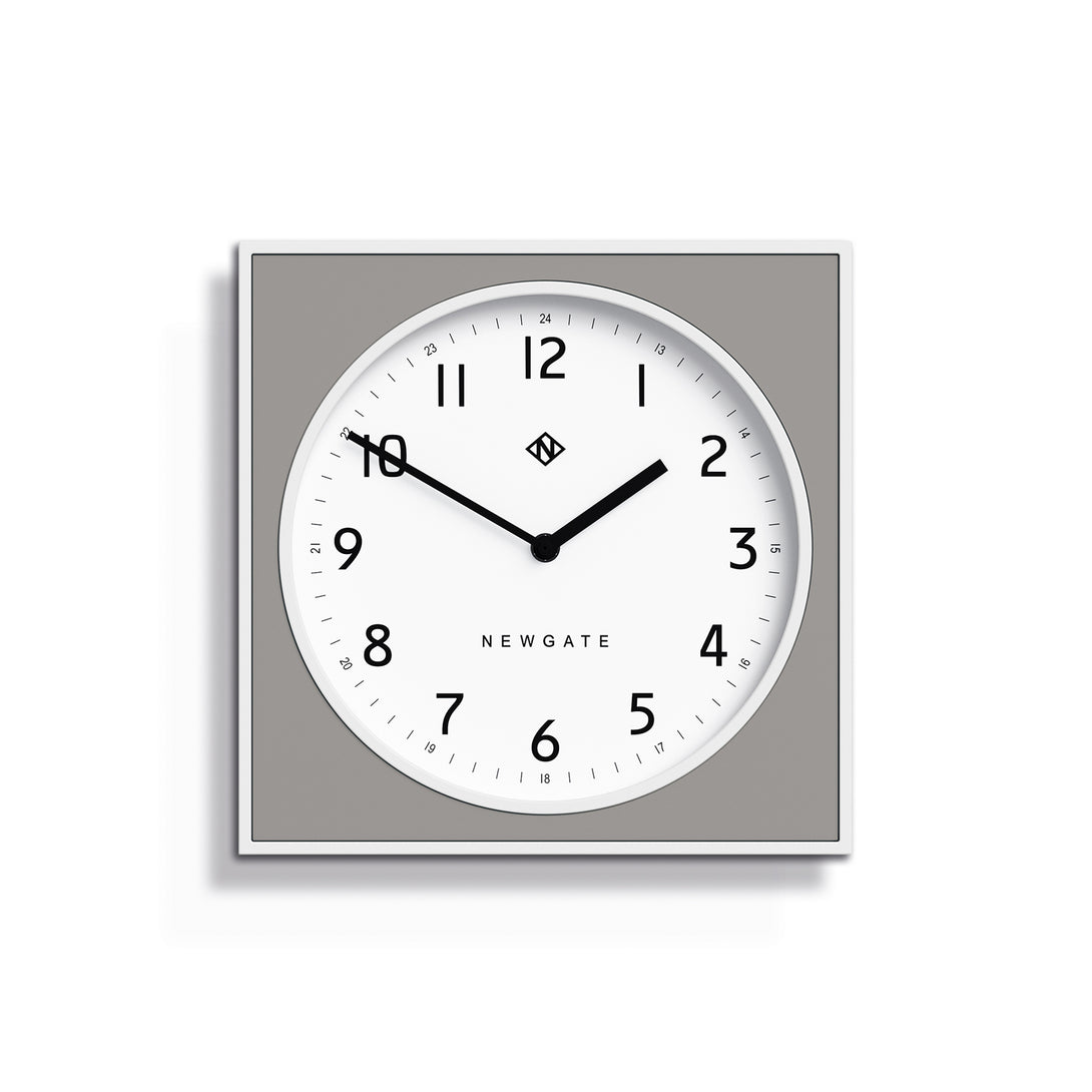 Modern Wall Clock - White Case with Colourful Pepper Grey Pannel - Newgate Burger and Chips BURG261WPGY