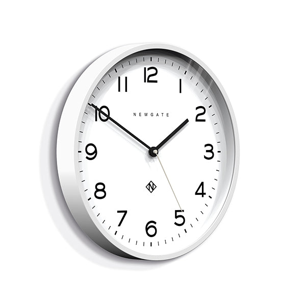 Modern White Wall Clock - Minimalist - Newgate Echo NUMTHR129PW - Skew