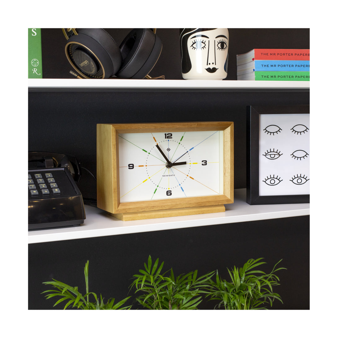 Solid wood Hollywood Hills mantel clock by Newgate world on a shelf