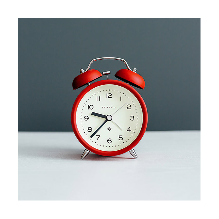 Modern Alarm Clock - Bright Colour Red - Silent 'No Tick' - Newgate Echo CBM134FER (room decor)