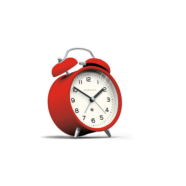 Modern Alarm Clock - Bright Colour Red - Silent 'No Tick' - Newgate Echo CBM134FER (skew)