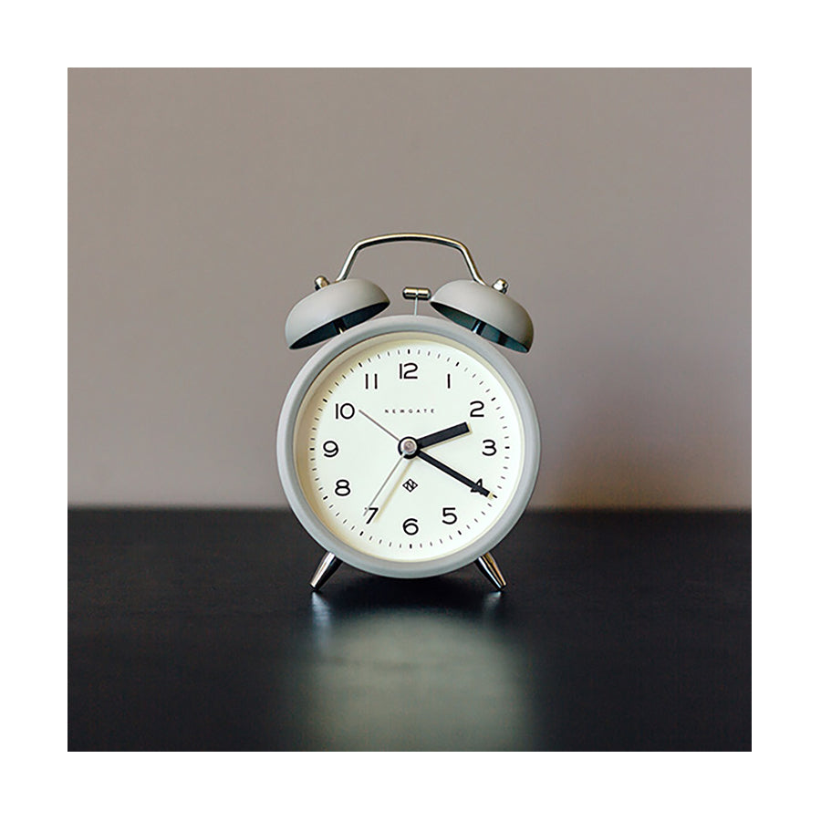 Modern Grey Alarm Clock - Silent 'No Tick' - Newgate Echo CBM134PGY (room decor)
