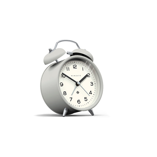 Modern Grey Alarm Clock - Silent 'No Tick' - Newgate Echo CBM134PGY (skew)