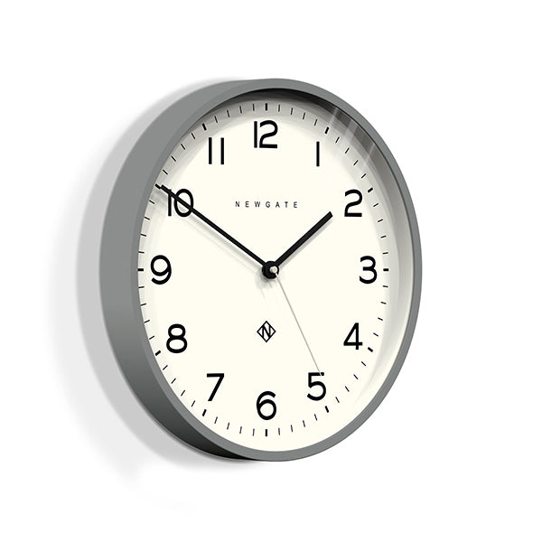 Modern Grey Wall Clock - Minimalist - Newgate Echo NUMTHR129PGY (skew)