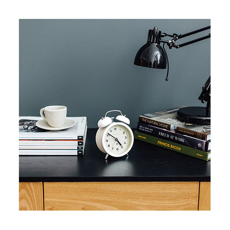 Modern White Alarm Clock - Silent 'No Tick' - Newgate Echo CBM134PW (homeware)