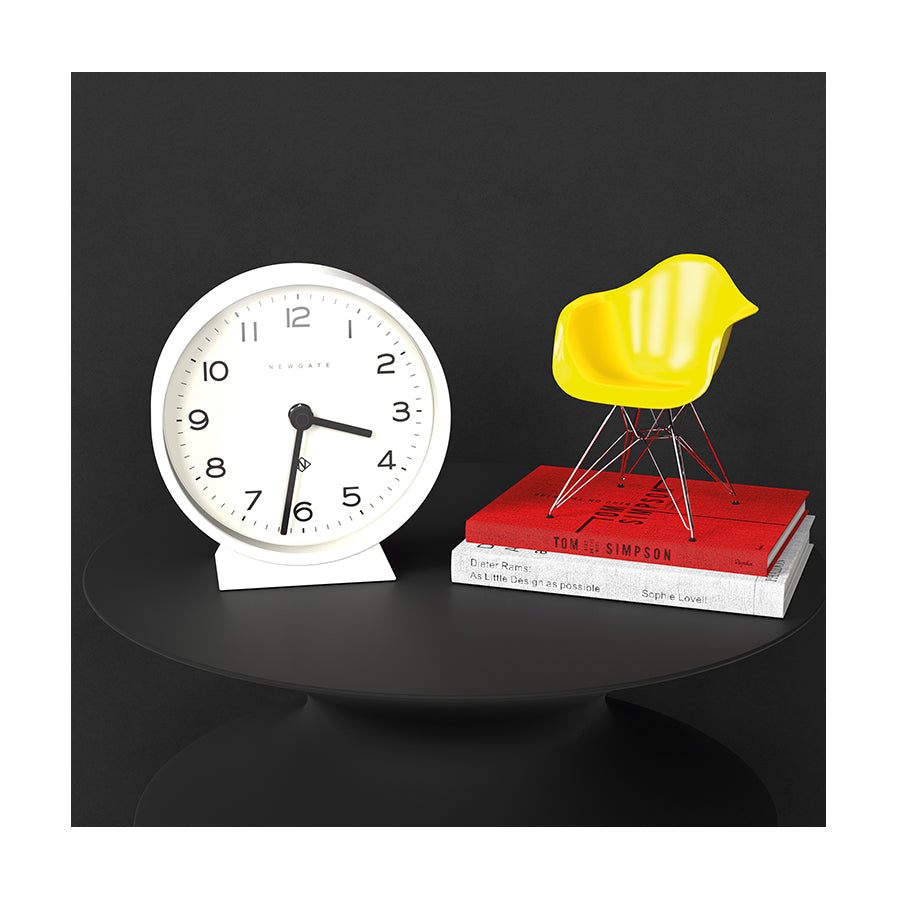 Modern White Mantel Clock - Minimalist Desk Clock - Newgate MMAN678PW (style)