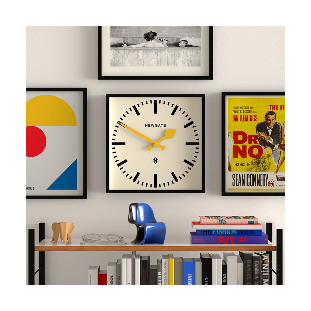 Number Five | Square Station Wall Clock | Brightly Coloured Hands - Style Shot 1