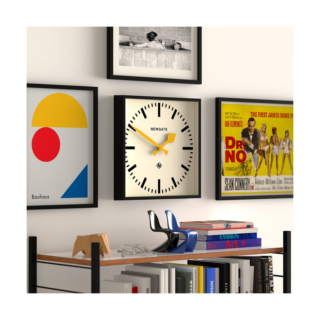 Number Five | Square Station Wall Clock | Brightly Coloured Hands - Style Shot 2
