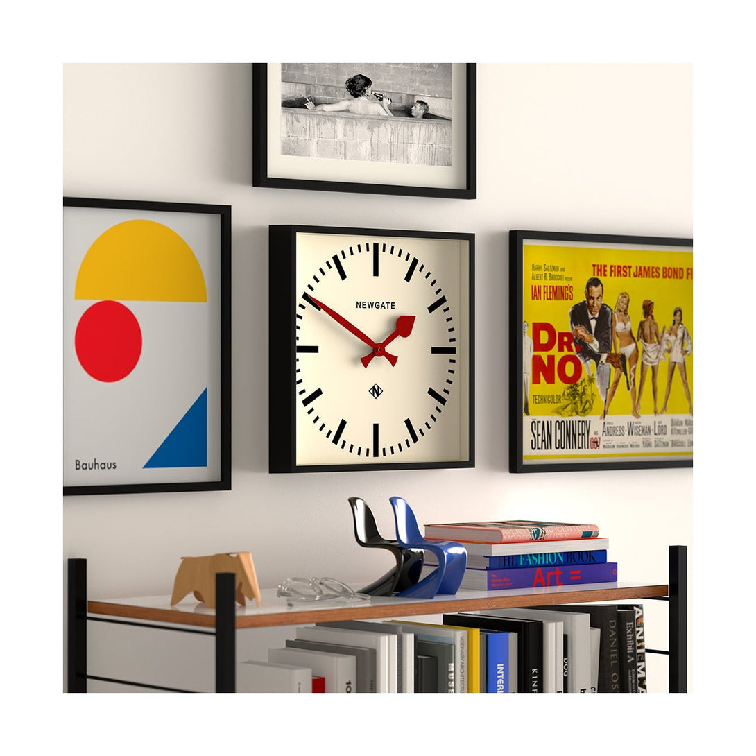 Number Five | Square Station Wall Clock | Brightly Coloured Hands - NUMFIV390KFR - Style Shot 1