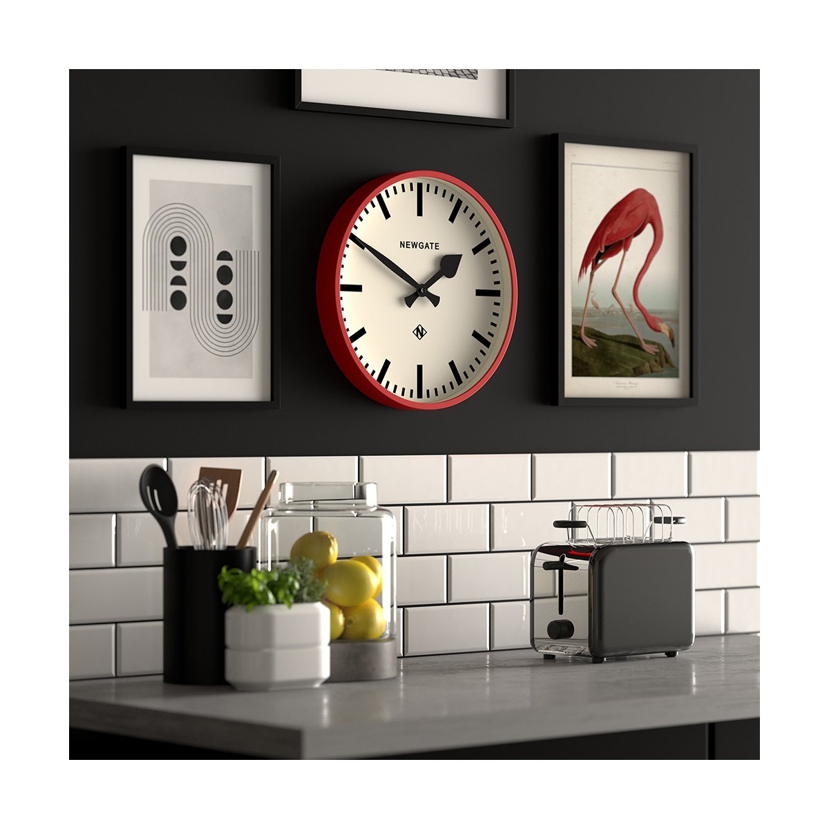 Modern Red Kitchen Wall Clock | Bright Colour – Newgate World
