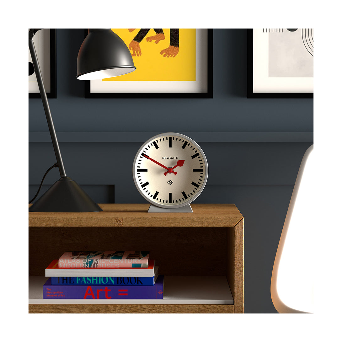 Grey Mantel Clock | Station Dial | Style Shot 1