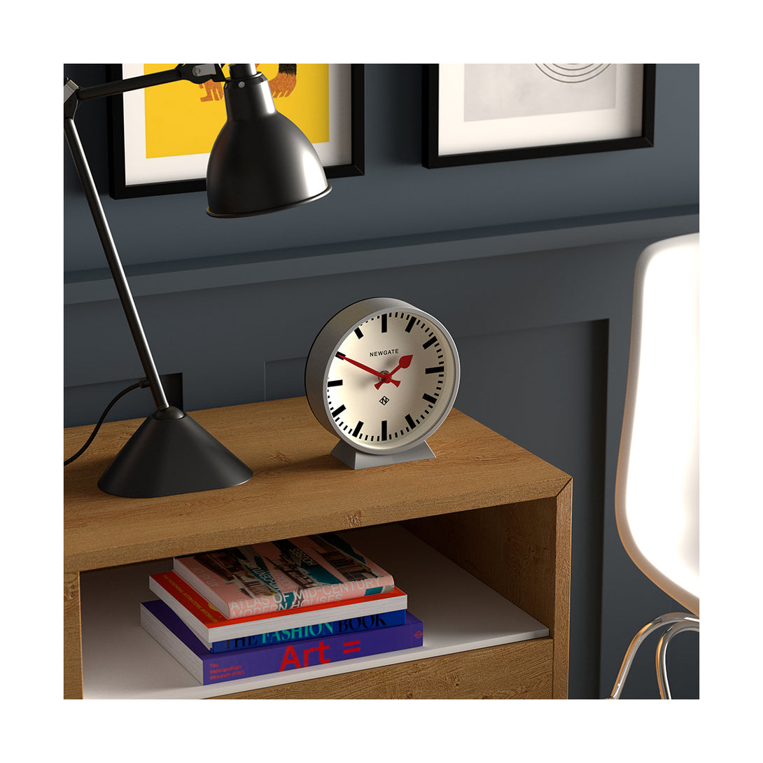 Grey Mantel Clock | Station Dial | Style Shot 2