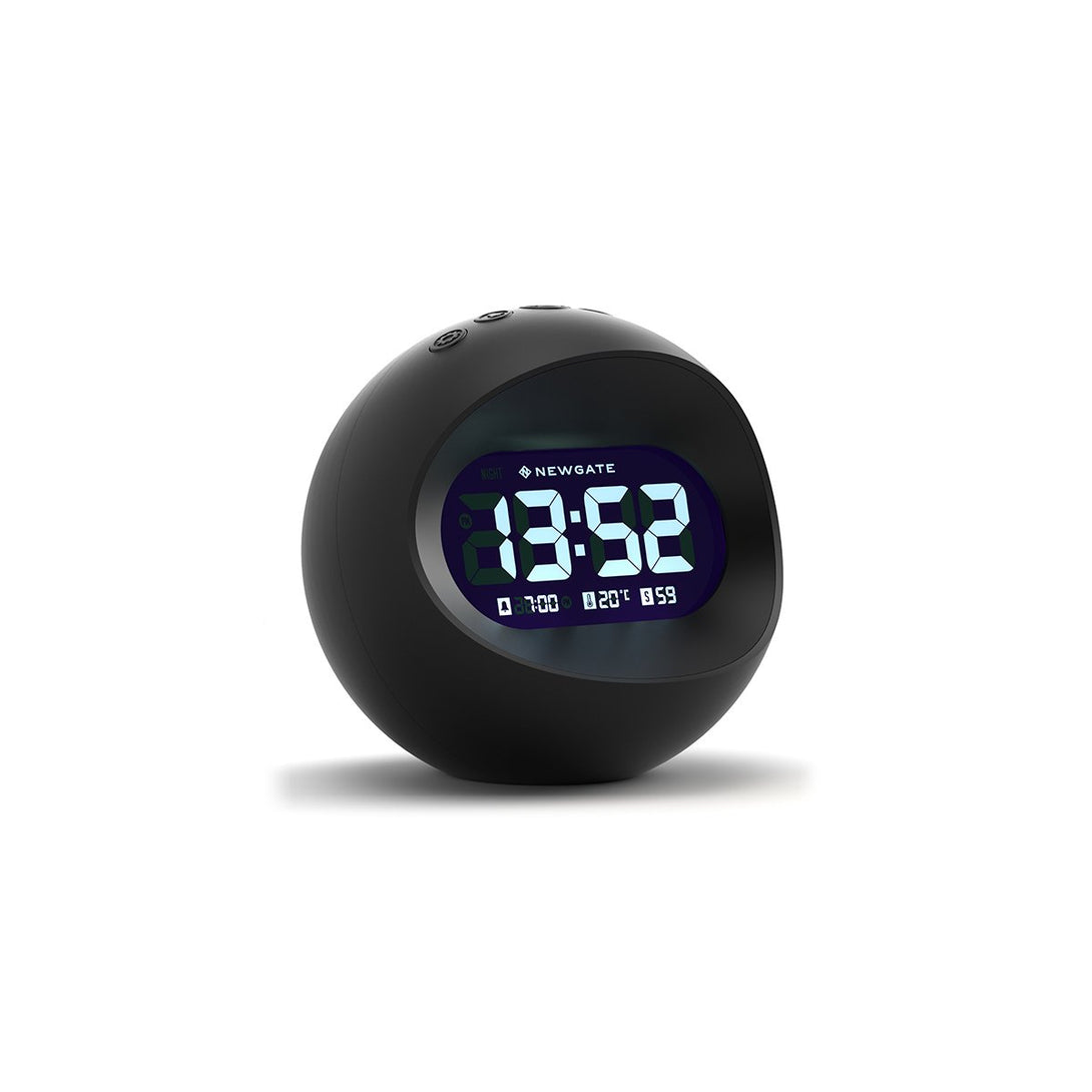 Digital Centre of the Earth Alarm Clock | Black with Black LCD Display - Skew