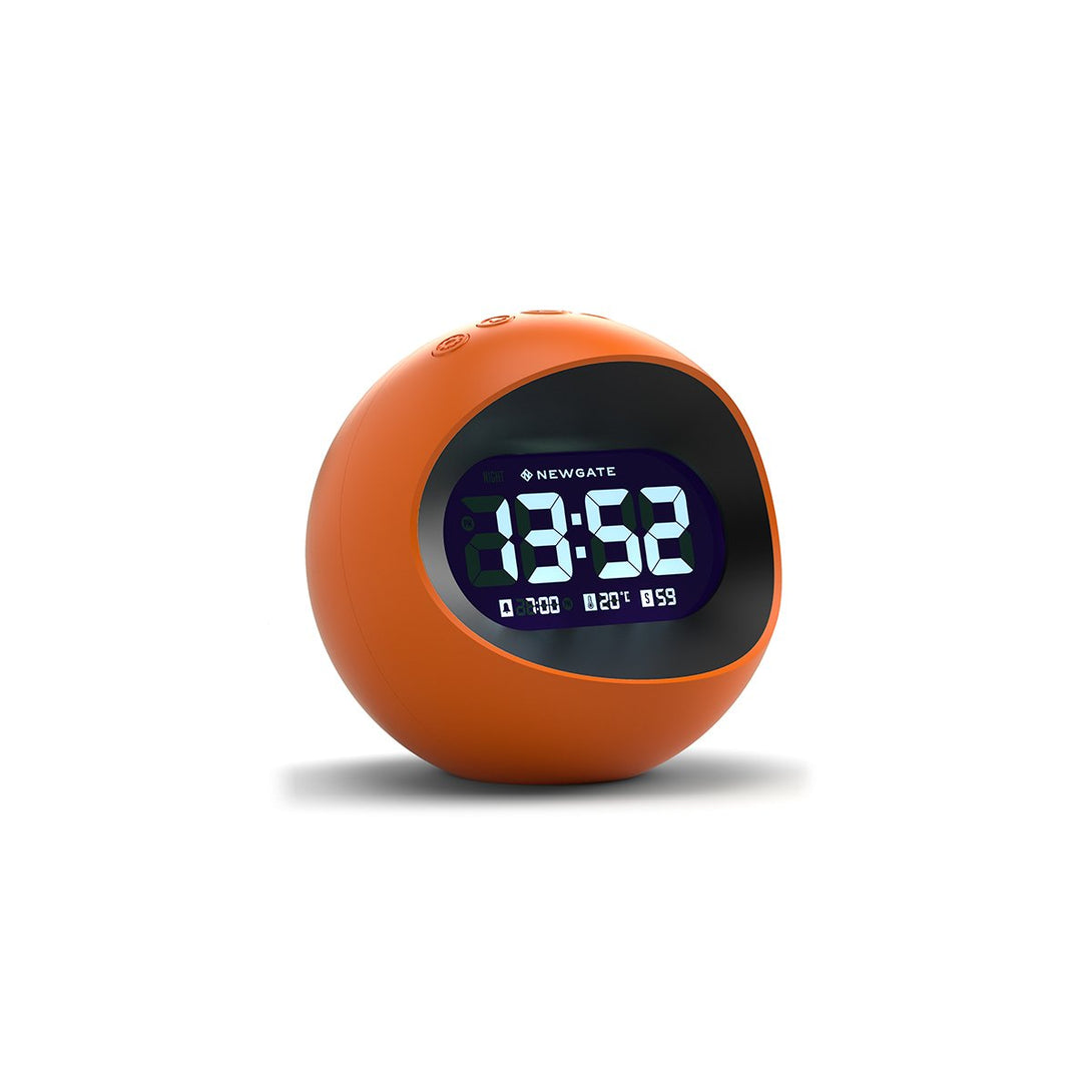 Digital Centre of the Earth Alarm Clock | Orange with Black LCD Display  - Skew