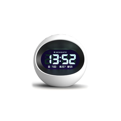 Digital Centre of the Earth Alarm Clock | White with Black LCD Display  - Front