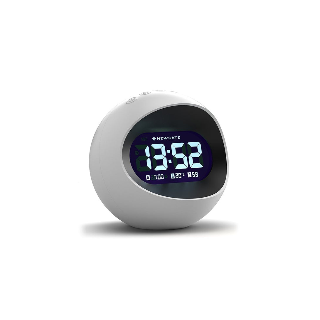 Digital Centre of the Earth Alarm Clock | White with Black LCD Display  - Skew
