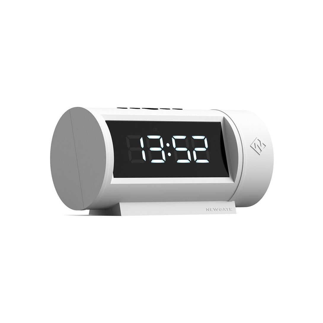 Digital Pil Alarm Clock | White with Black LCD Display  - Skew