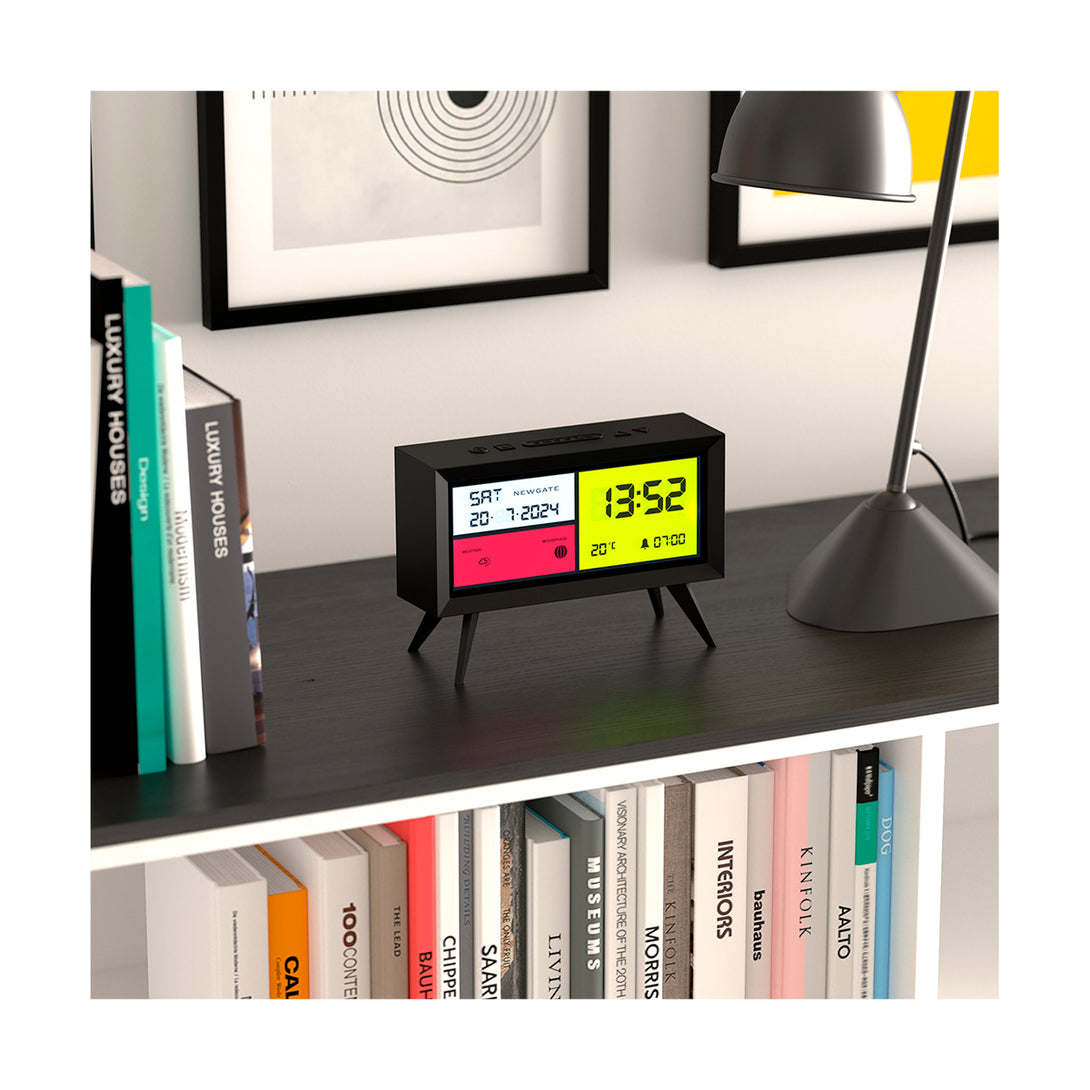 Retro Style LCD Alarm Clock - Black Case - Turned Off - LCD_SPEC1 - Skew