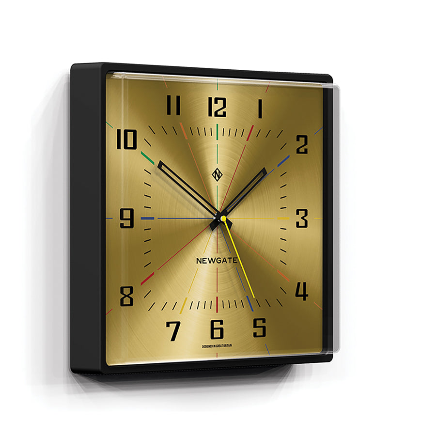 Square Wall Clock - Mid-Century Modern Gold Brass - Newgate Box Office BOXOF686CK skew