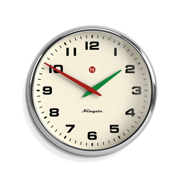 Newgate Superstore wall clock in chrome