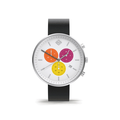 Womens Chronograph Watch – Black pink Stripe – British Designed Quartz Analog - Modern Subdial - Newgate WWG6SVES - VESPER - front